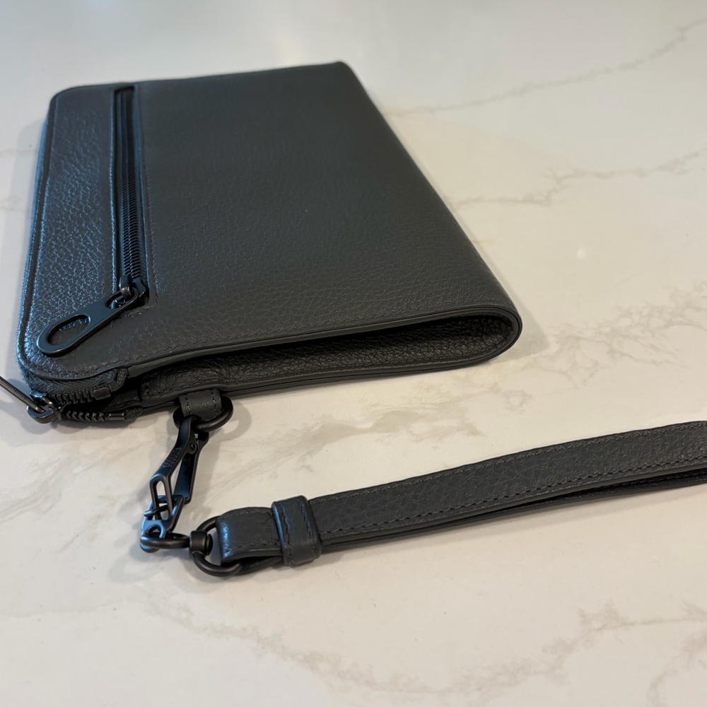 Bottega Veneta Dark Gray Leather travel wallet document case